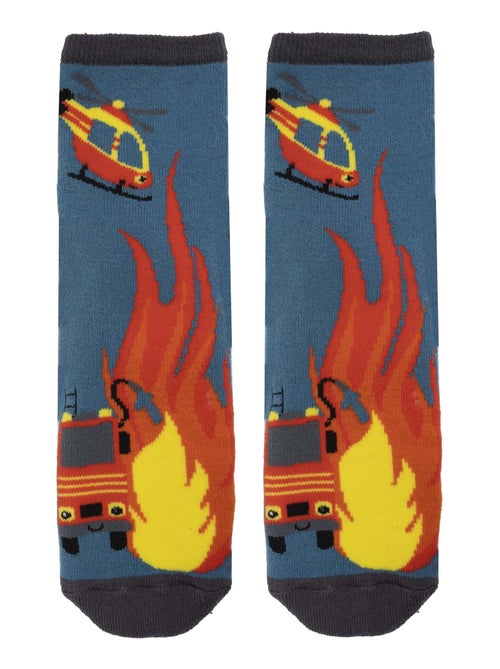 Chaussettes anti-dérapantes Pompier - coton garçon Isotoner - Kiabi