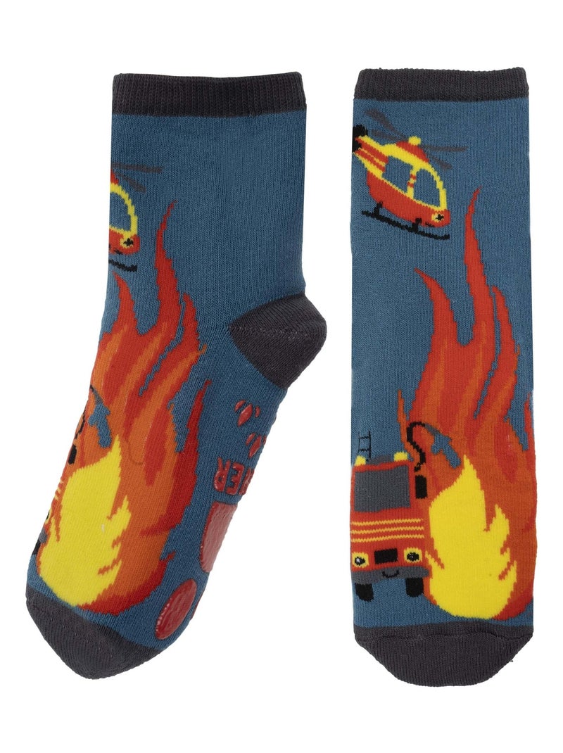 Chaussettes anti-dérapantes Pompier - coton garçon Isotoner Bleu canard - Kiabi