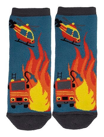 Chaussettes anti-dérapantes pompier - coton garçon isotoner