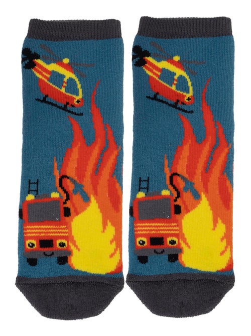 Chaussettes anti-dérapantes Pompier - coton garçon Isotoner - Kiabi