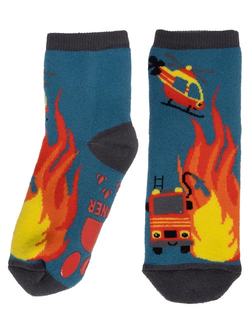 Chaussettes anti-dérapantes Pompier - coton garçon Isotoner - Kiabi