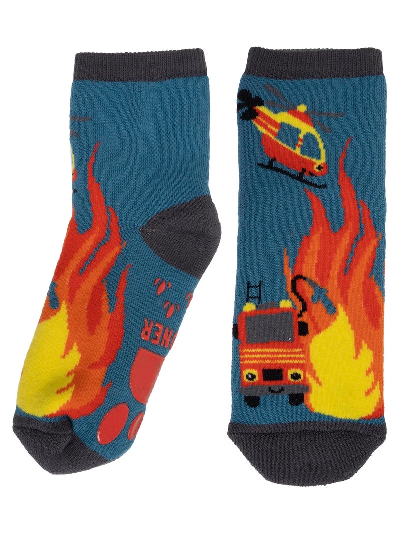 Chaussettes anti-dérapantes Pompier - coton garçon Isotoner Bleu canard - Kiabi