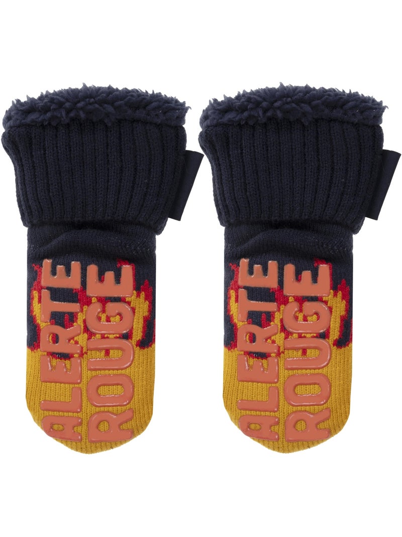 Chaussettes anti-dérapantes pompier en maille garçon Bleu canard - Kiabi