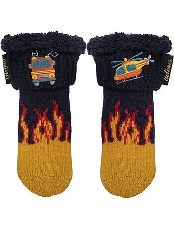 Chaussettes anti-dérapantes pompier en maille garçon Isotoner