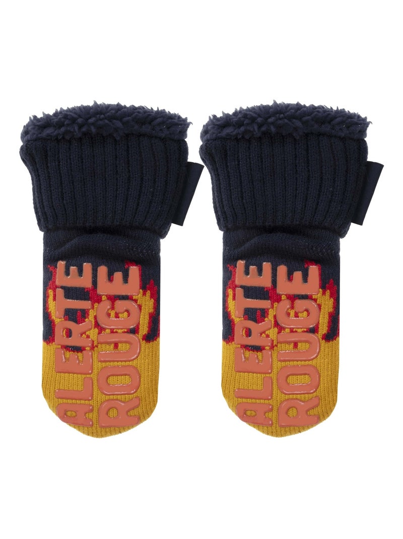 Chaussettes anti-dérapantes pompier en maille garçon Isotoner Bleu canard - Kiabi
