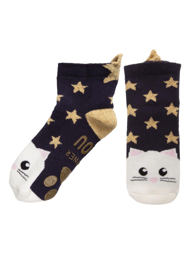 Chaussettes anti-dérapantes ultra confortables, avec picots antidérapants fille Isotoner Bleu marine - Kiabi