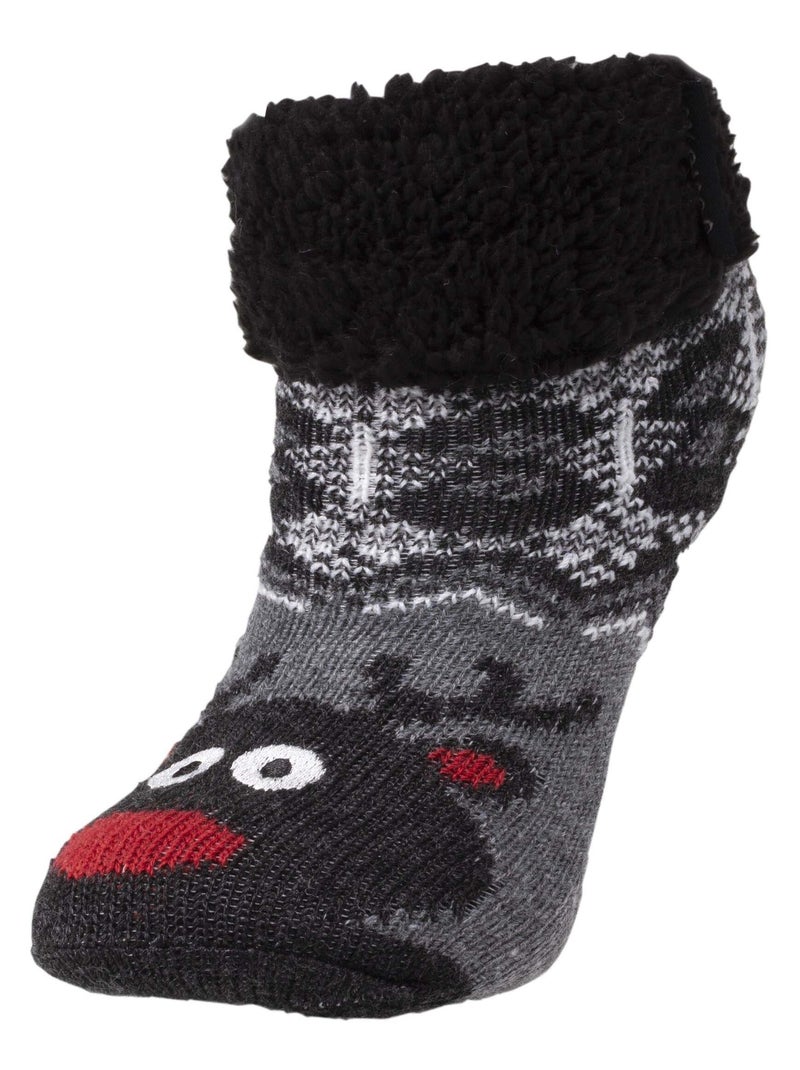 Chaussettes anti-dérapantes ultra confortables, semelle à picots garçon Isotoner Gris chiné - Kiabi
