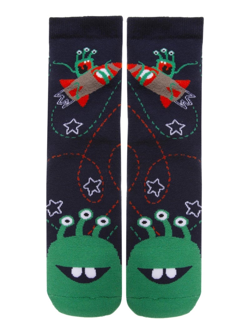 Chaussettes antidérapantes enfant extraterrestre 5/8 ans Isotoner Bleu marine - Kiabi