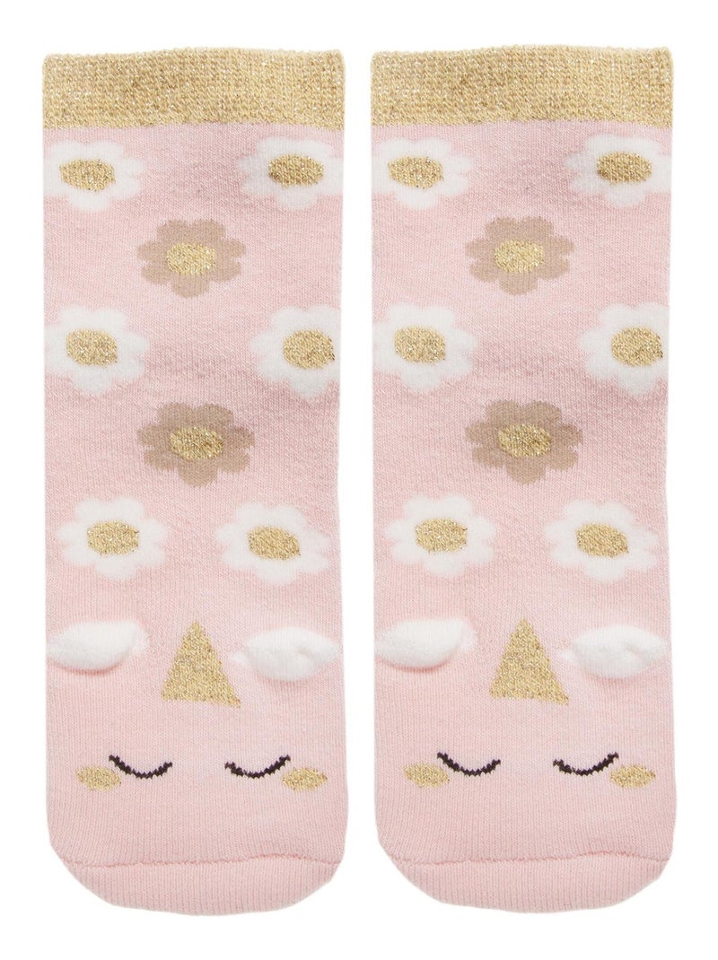 Chaussettes antidérapantes enfant licorne rose 1/4 ans Isotoner Rose - Kiabi