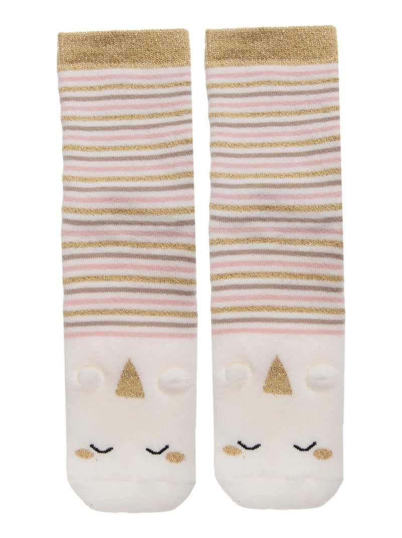 Chaussettes antidérapantes enfant licorne rose 5/8 ans Isotoner Rose - Kiabi