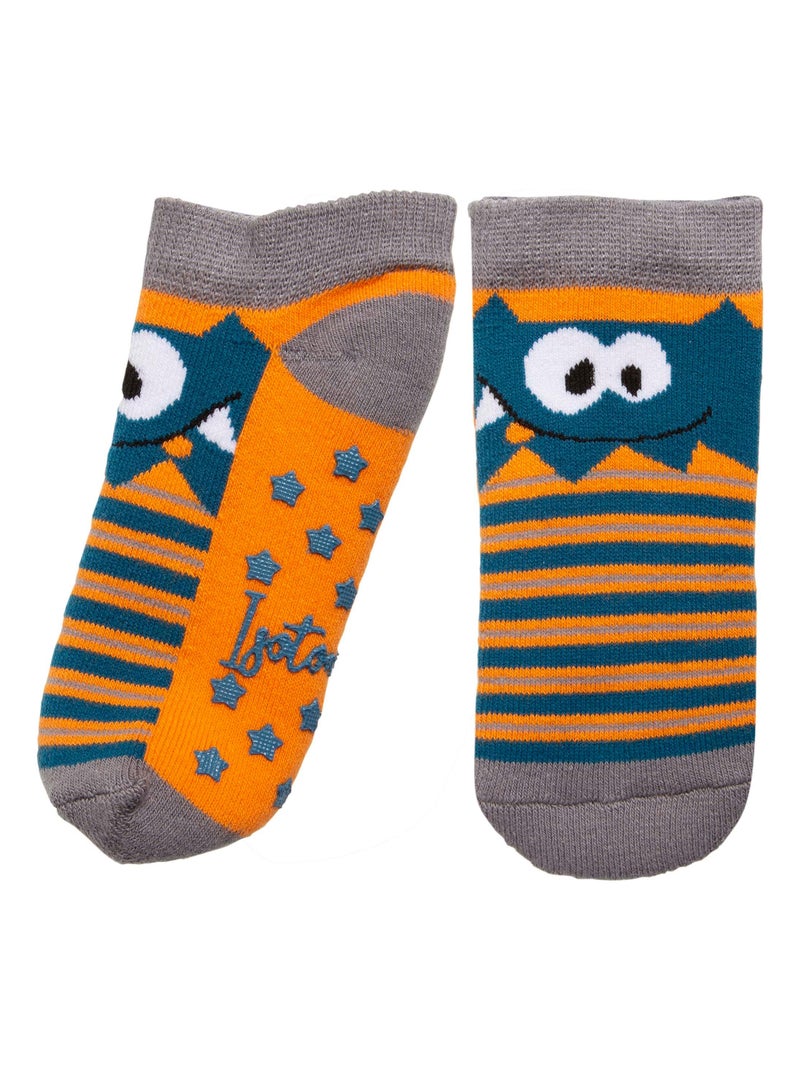 Chaussettes antidérapantes enfant monstre 1/4 ans Isotoner Multicolore - Kiabi