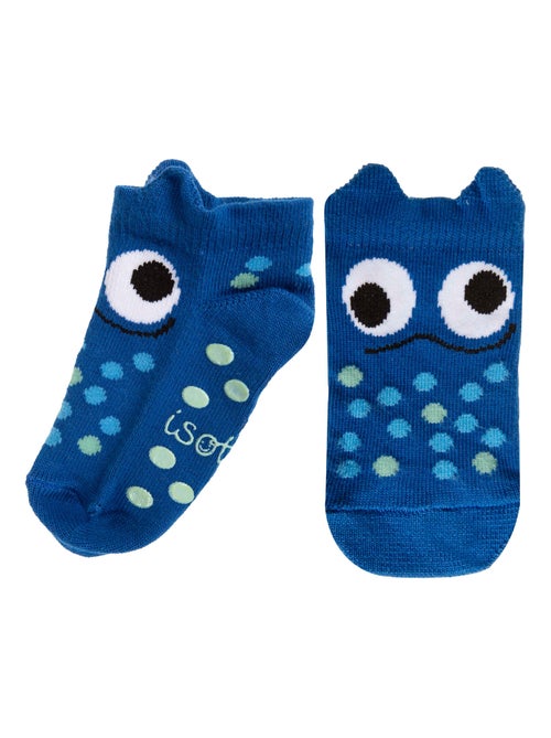 Chaussettes antidérapantes enfant monstre bleu 1/4 ans Isotoner - Kiabi