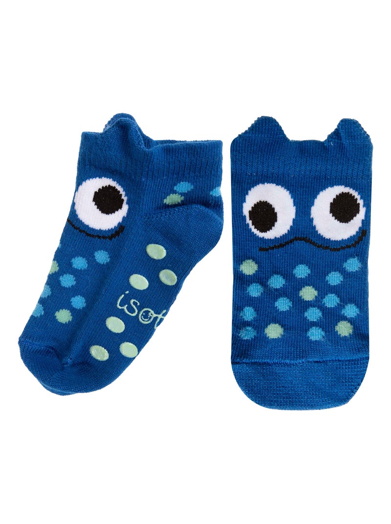 Chaussettes antidérapantes enfant monstre bleu 1/4 ans Isotoner Bleu - Kiabi