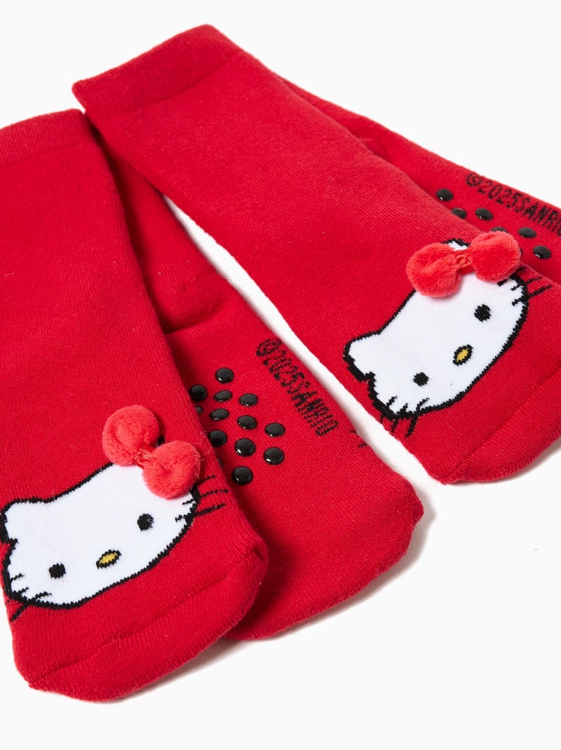 Chaussettes Douillettes Hello Kitty Femme 39-42 – Antidérapantes, Ultra Confort Gris Foncé