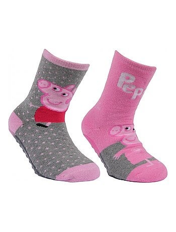 Chaussettes antidérapantes Peppa Pig enfant lot de 2