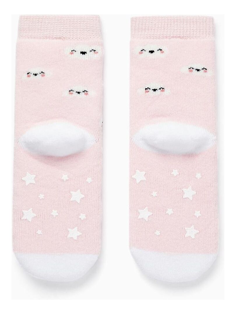 Generic Paire de Chaussettes Antidérapantes pour bébé fille , ROSE ,  couleur aléatoire - Prix pas cher