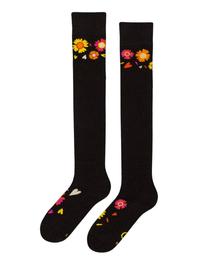 Chaussettes au-dessus des genoux Je t'aime, un peu, beaucoup Noir - Kiabi