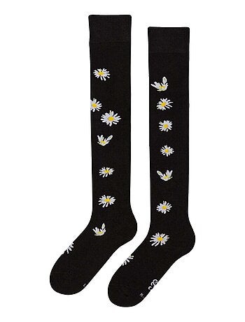 Chaussettes au-dessus des genoux Marguerites la Nuit