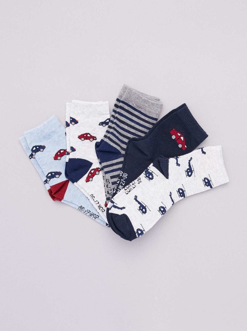 Chaussettes avec imprimés fantaisie - Lot de 5 ROUGE - Kiabi