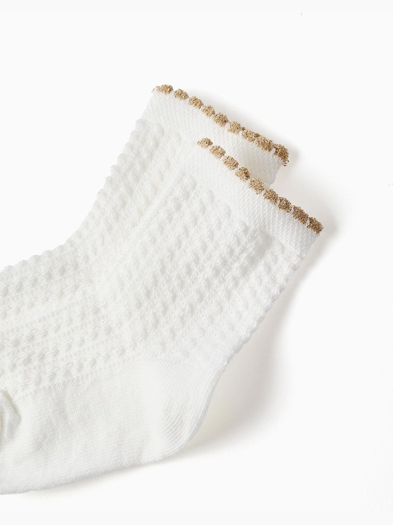 Chaussettes avec jacquard et lurex Blanc - Kiabi