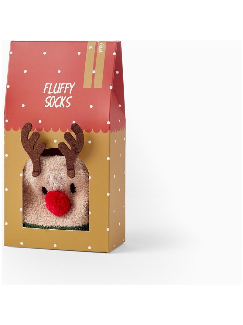 Chaussettes avec Pompon pour Enfant 'Renne Rodolphe- Noël'   NOËL Multicolore - Kiabi
