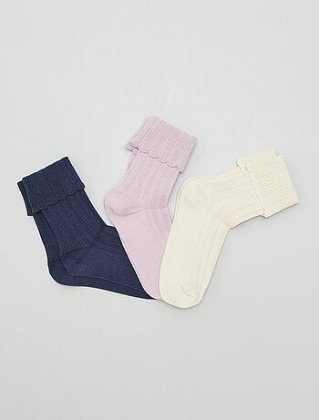 Chaussettes avec revers en maille - Lot de 3