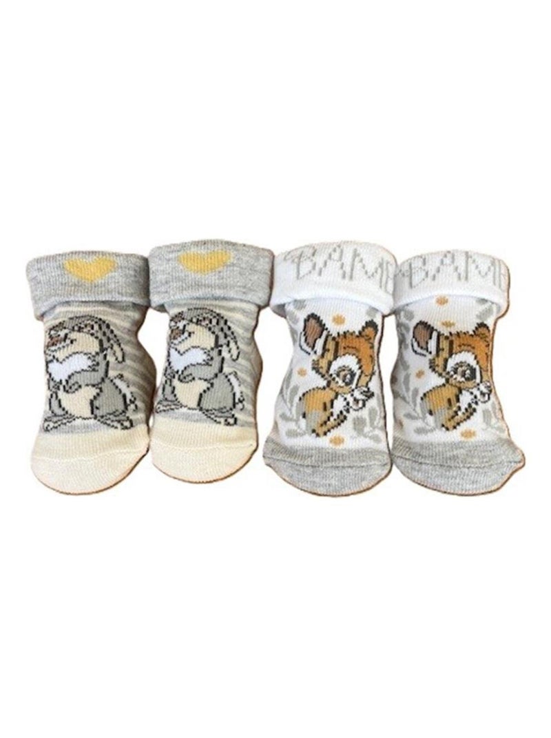 Chaussettes Bambi et Pan-Pan x2 Les Chatounets Gris Blanc - Kiabi