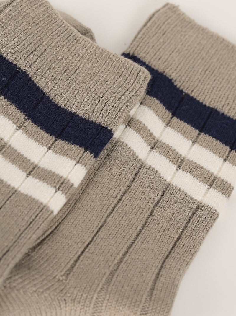 Chaussettes Bamboo Retro Sporty Beige chiné - Kiabi