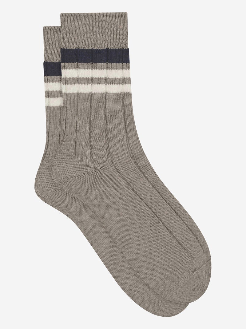 Chaussettes Bamboo Retro Sporty Beige chiné - Kiabi