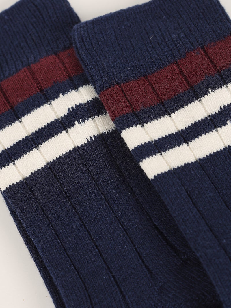 Chaussettes Bamboo Retro Sporty Bleu marine - Kiabi