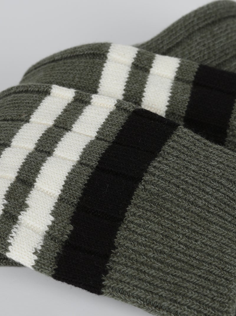 Chaussettes Bamboo Retro Sporty Kaki - Kiabi