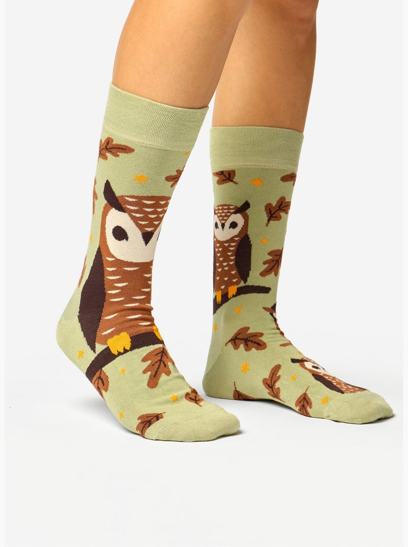 Chaussettes Bambou Hiboux Marron - Kiabi