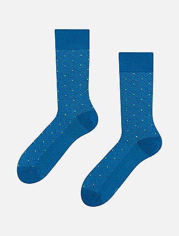 Chaussettes Bambou Jacquard Bleues et Citron Vert