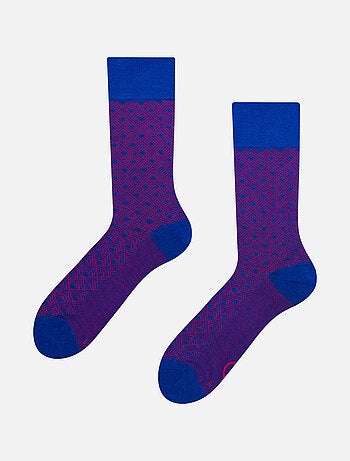 Chaussettes Bambou Jacquard Bleues et Magenta
