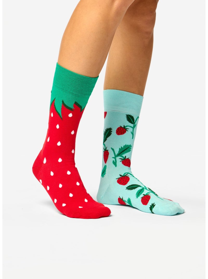 Chaussettes Bambou Petites Fraises Turquoise - Kiabi