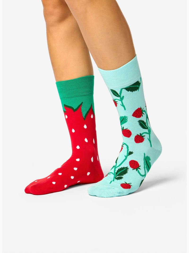 Chaussettes Bambou Petites Fraises Turquoise - Kiabi
