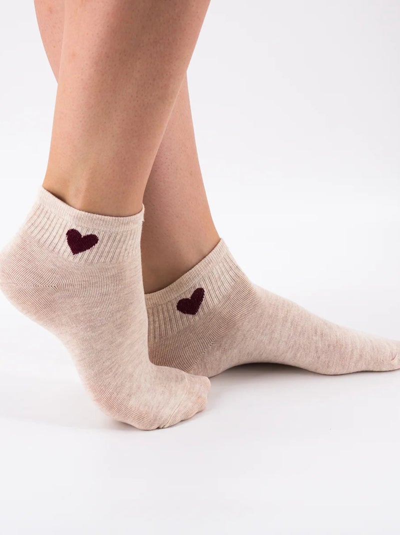 Chaussettes Basses Coeur Côté Blanc - Kiabi