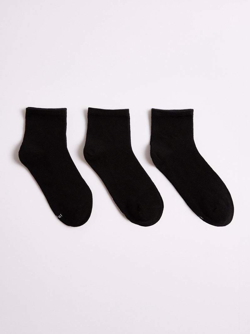 Chaussettes basses coton majoritaire Noir - Kiabi