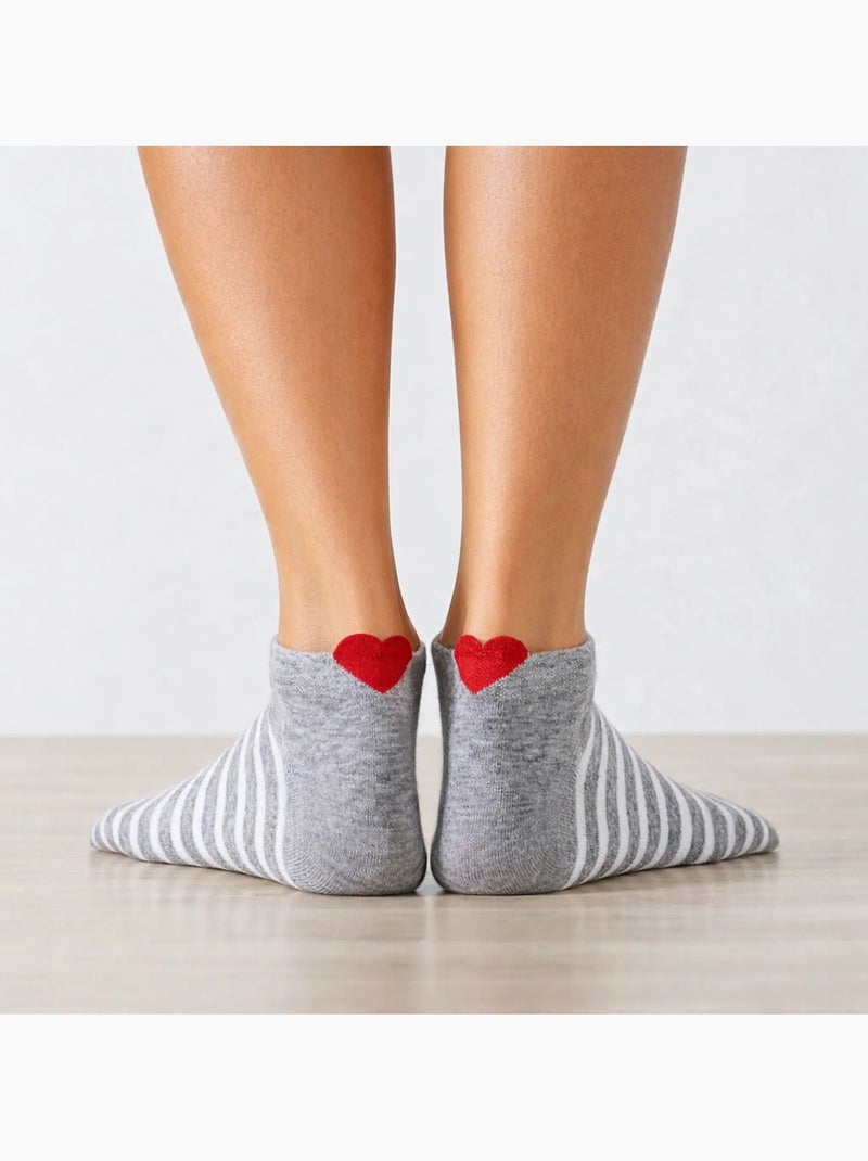 Chaussettes Basses Coup de Coeur Marine Blanc Rouge - Kiabi