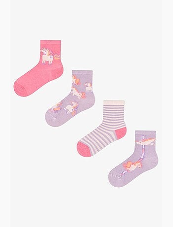 Chaussettes basses double paire en coton unicorn carousel fille penti