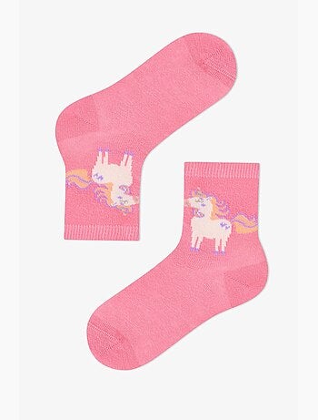 Chaussettes basses double paire en coton unicorn carousel fille penti