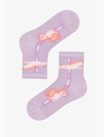 Chaussettes basses double paire en coton unicorn carousel fille penti