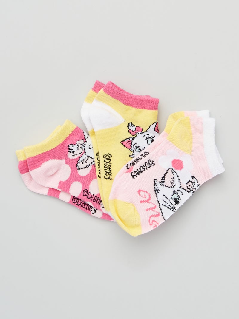 Chaussettes basses 'Marie' - Lot de 3 Jaune/fuchsia - Kiabi