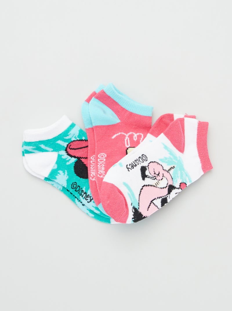Chaussettes basses 'Minnie' - Lot de 3 fuchsia - Kiabi