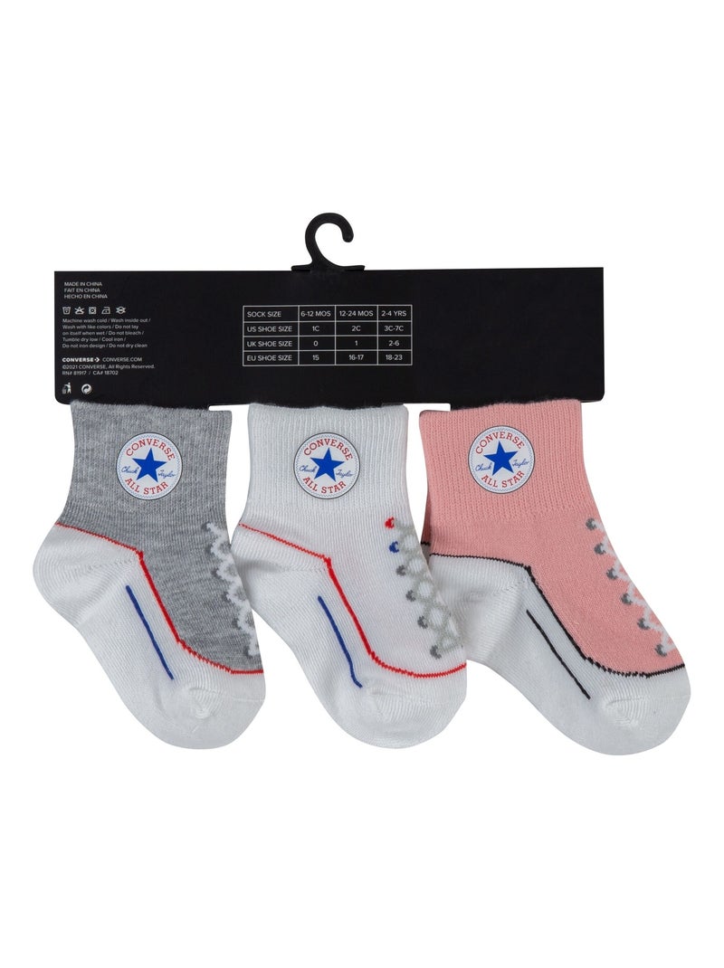 Chaussettes Bébé Converse lot de 3 Rose - Kiabi