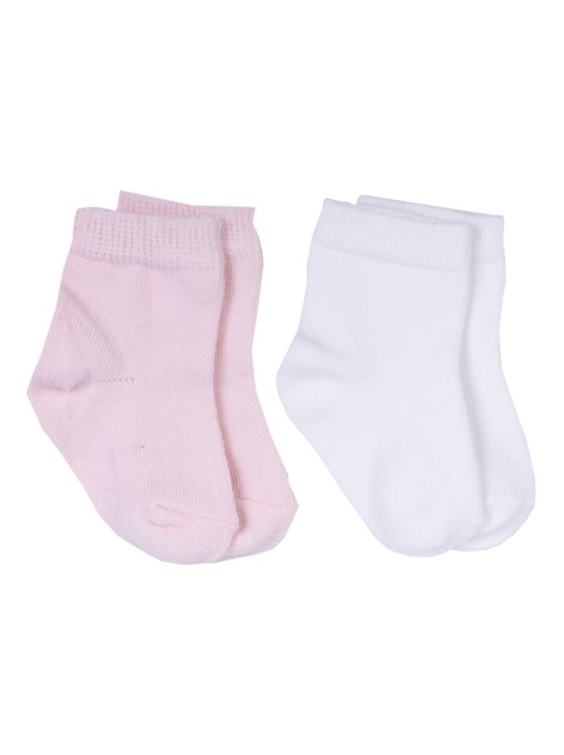 Chaussettes Bébé en Coton Bio, Lot de Deux Paires Kitikate Bleu Ecru - Kiabi