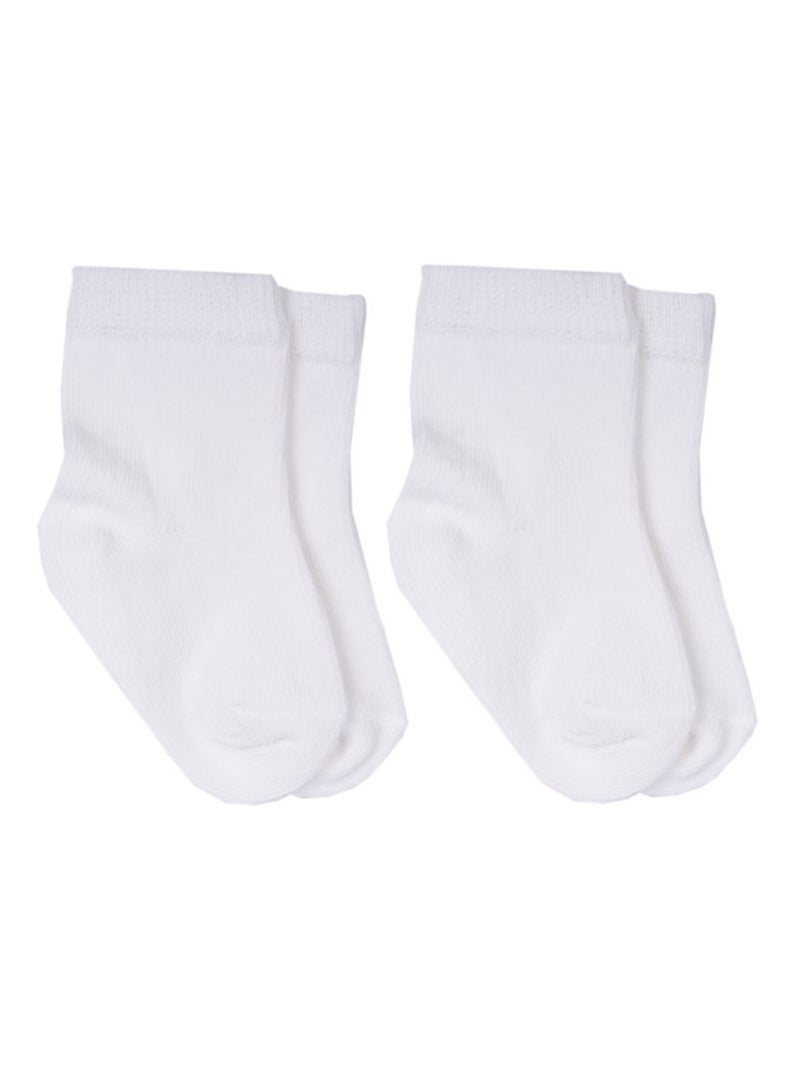 Chaussettes Bébé en Coton Bio, Lot de Deux Paires Kitikate Bleu Ecru - Kiabi