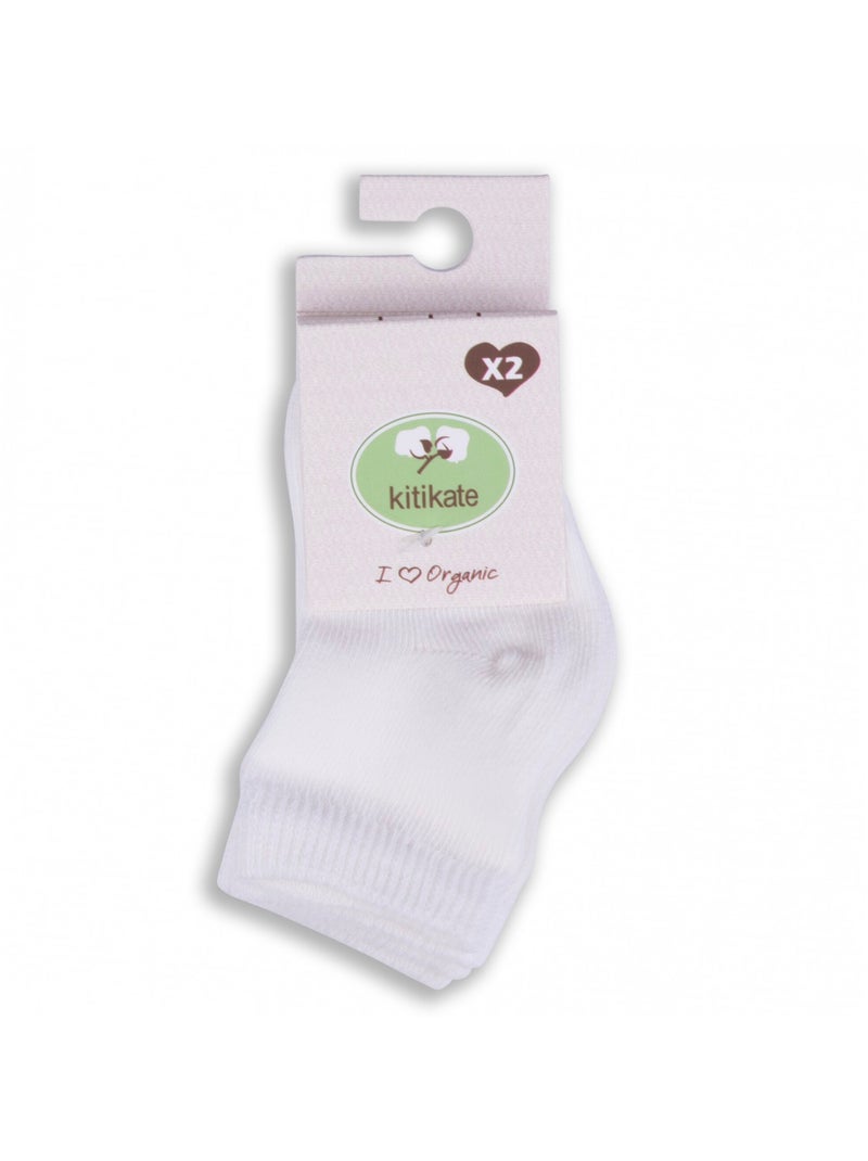 Chaussettes Bébé en Coton Bio, Lot de Deux Paires Kitikate Bleu Ecru - Kiabi