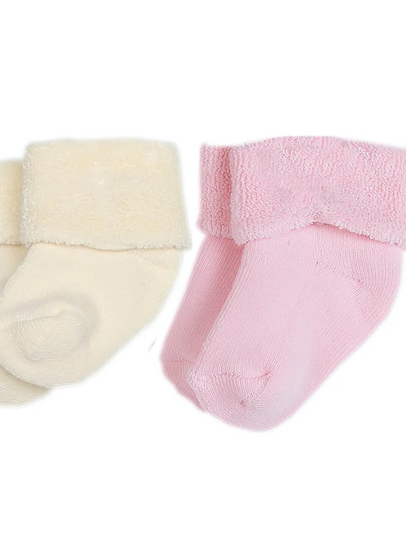 Chaussettes bébé en coton  éponge bouclette biologique lot de 2 paires Rose - Kiabi