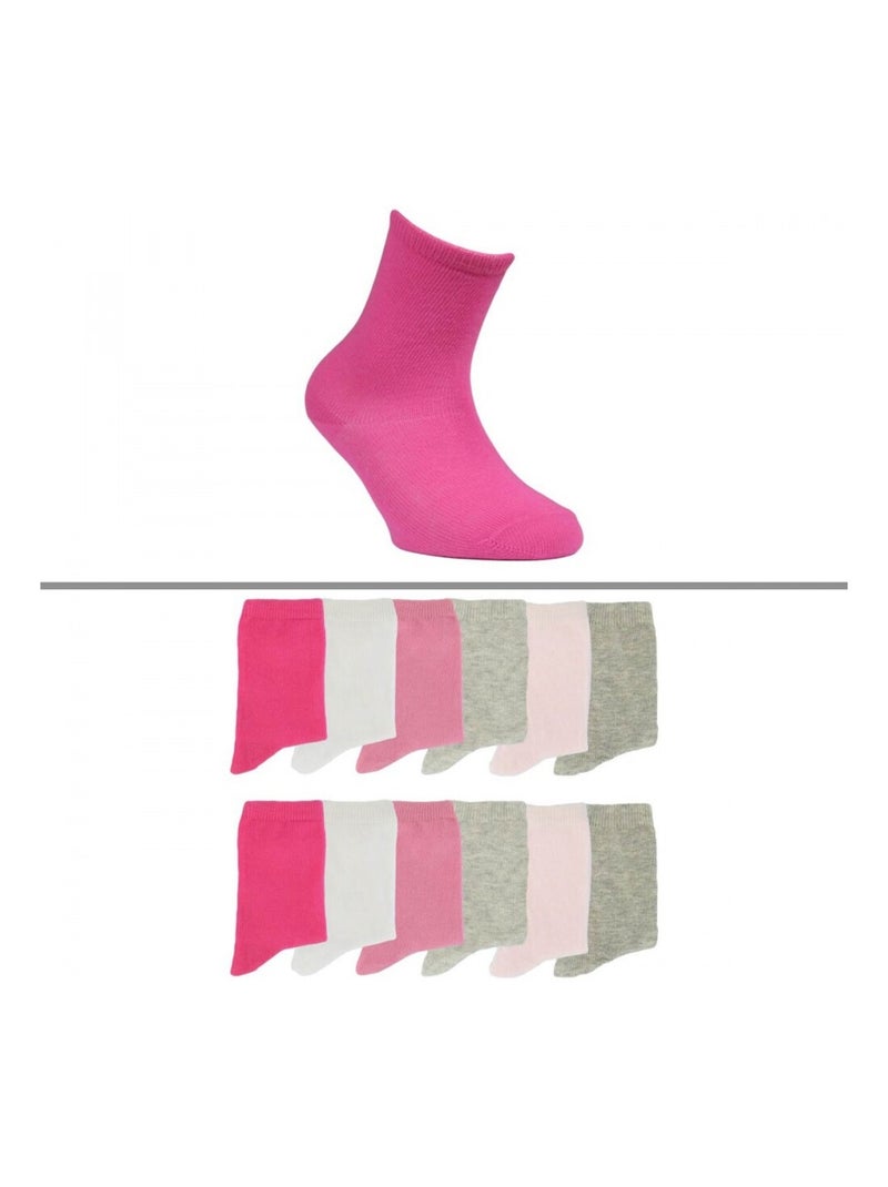 Chaussettes bébé lot de 12 Blanc Rose clair Gris - Kiabi